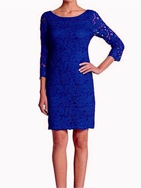 ⚡️NWOT⚡️Vince Camuto Royal Blue Lace Sheath Dress with Three-Quarter Sleeves
